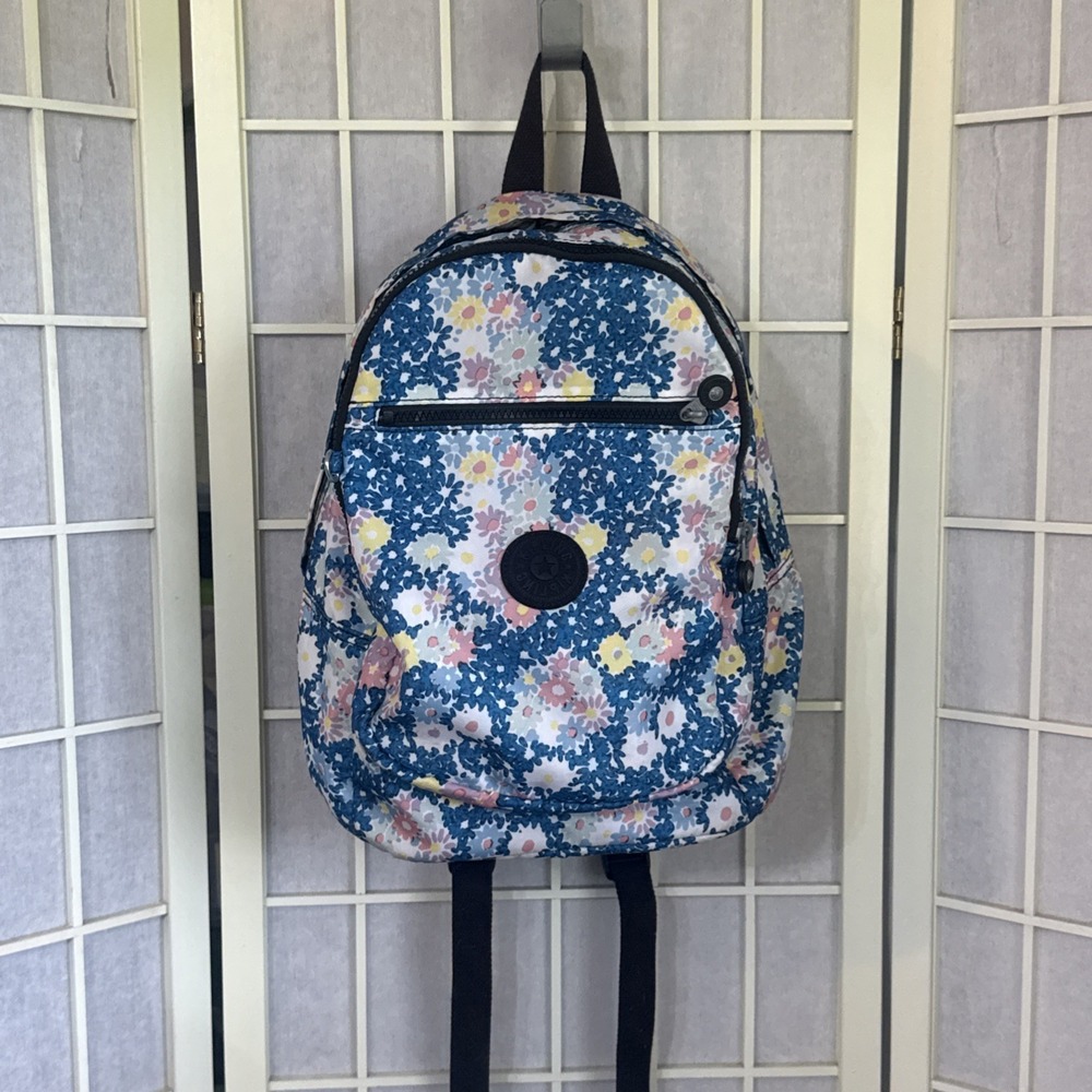 Kipling City Pack Small Backpack Travel School Day Trip Flower Art Bookbag